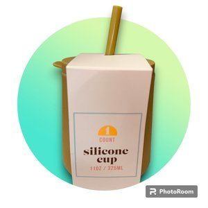lidded Silicone Sippy cup w/straw - 11oz
